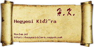 Hegyesi Klára névjegykártya